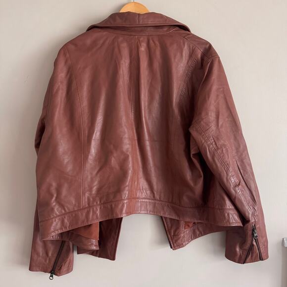 ABLE Maha Lamb Leather Jacket Whiskey Brown Plus Size 2X Moto Jacket $398 - Picture 7 of 7